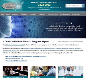 Screenshot of home page of ICCVAM 2022-2023 Biennial Report